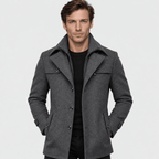 Sovereign – Tailored Dual-Collar Wool Overcoat (Charcoal Grey) - MattiaCremasco