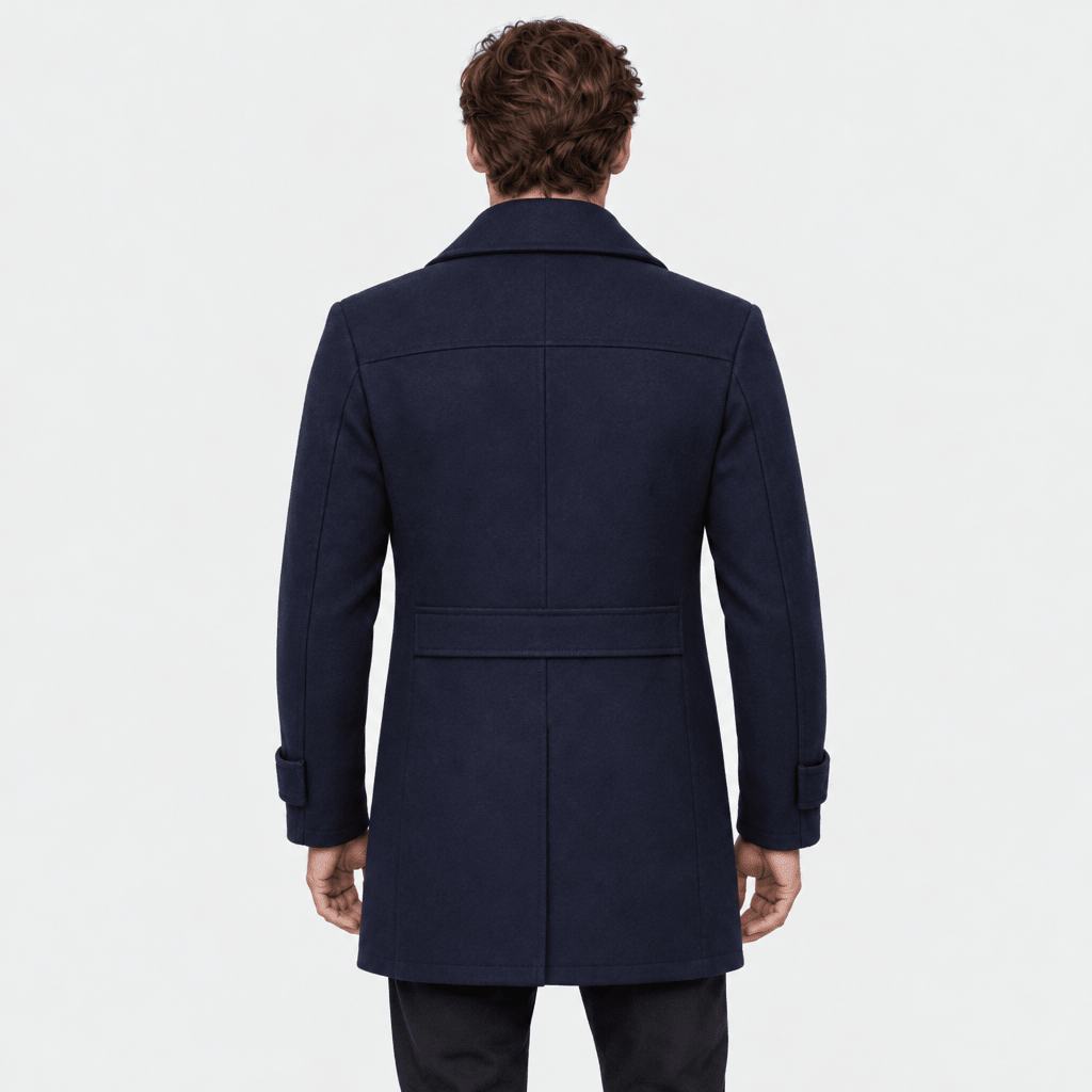 Sovereign – Tailored Dual-Collar Wool Overcoat (Navy Blue) - MattiaCremasco