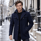 Sovereign – Tailored Dual-Collar Wool Overcoat (Navy Blue) - MattiaCremasco