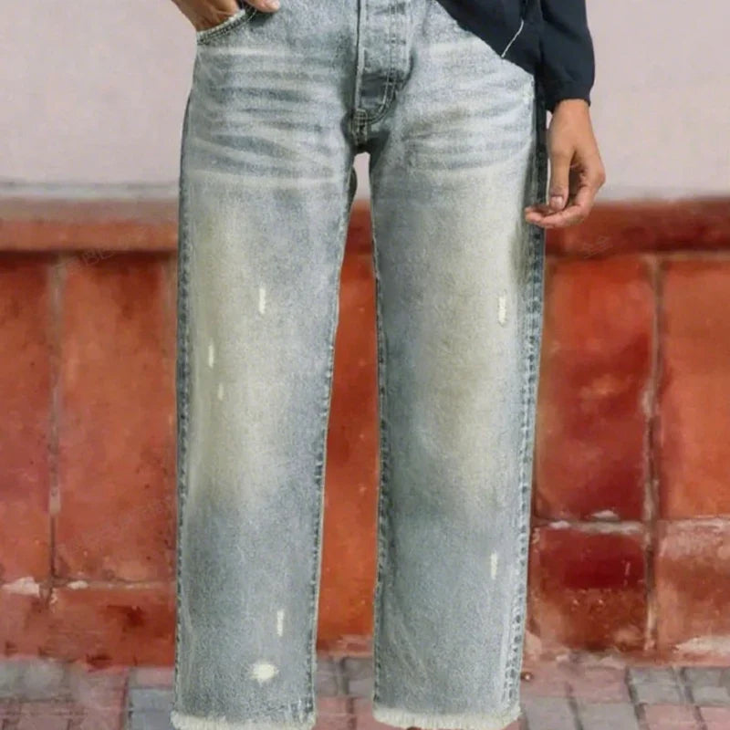 Women's Cropped Straight Leg Jeans with Relaxed Fit