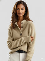 Women's High-Collar Button-Front Knit Cardigan