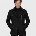 Vanguard – Tailored Dual-Collar Wool Overcoat (Black) - MattiaCremasco