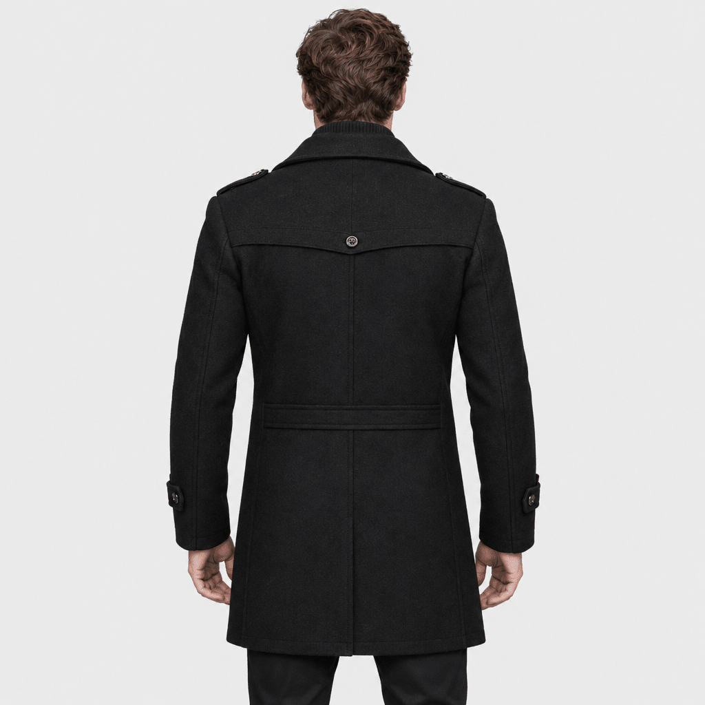 Vanguard – Tailored Dual-Collar Wool Overcoat (Black) - MattiaCremasco