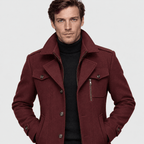 Vanguard – Tailored Dual-Collar Wool Overcoat (Burgundy) - MattiaCremasco