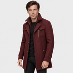 Vanguard – Tailored Dual-Collar Wool Overcoat (Burgundy) - MattiaCremasco