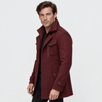 Vanguard – Tailored Dual-Collar Wool Overcoat (Burgundy) - MattiaCremasco