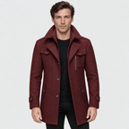Vanguard – Tailored Dual-Collar Wool Overcoat (Burgundy) - MattiaCremasco