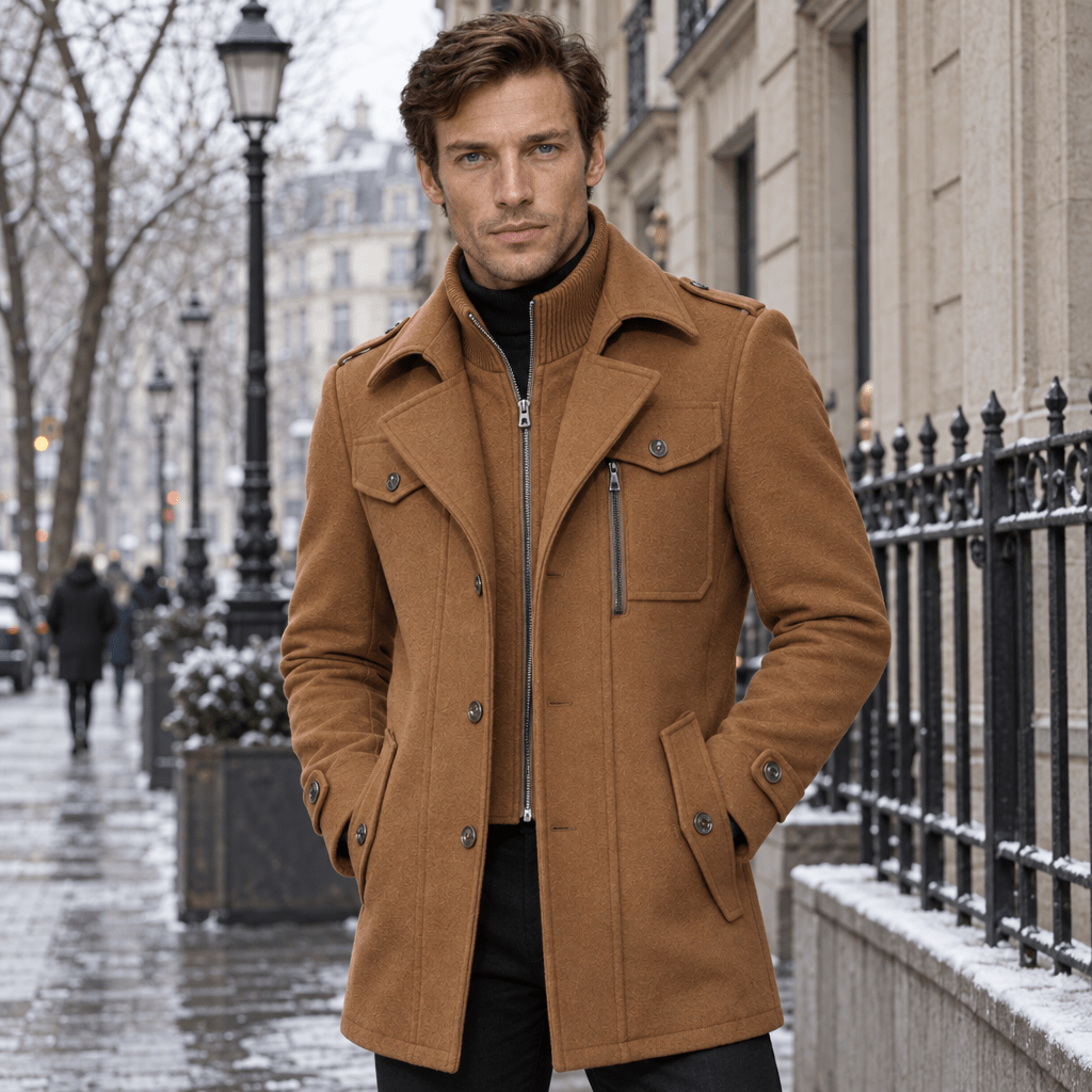 Vanguard – Tailored Dual-Collar Wool Overcoat (Camel) - MattiaCremasco