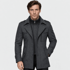 Vanguard – Tailored Dual-Collar Wool Overcoat (Charcoal Grey) - MattiaCremasco