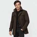 Vanguard – Tailored Dual-Collar Wool Overcoat (Dark Brown) - MattiaCremasco