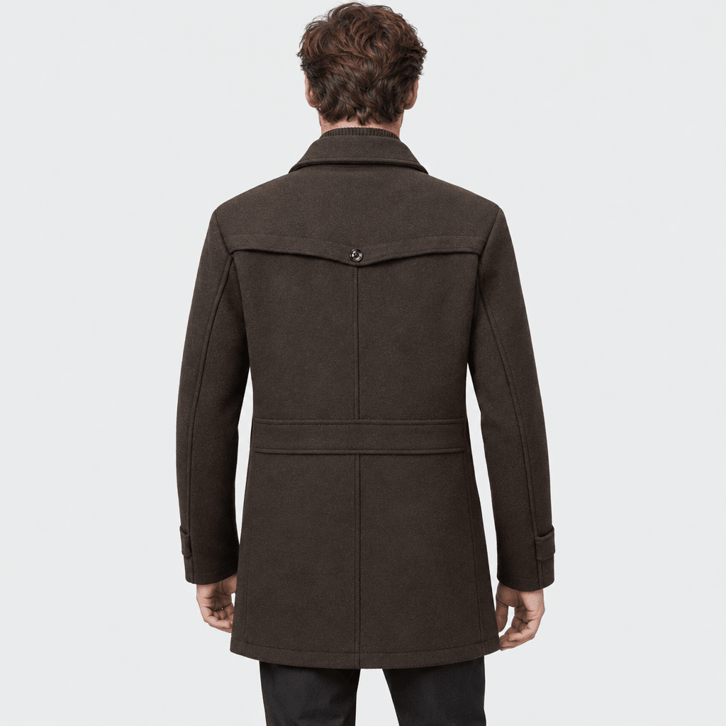 Vanguard – Tailored Dual-Collar Wool Overcoat (Dark Brown) - MattiaCremasco