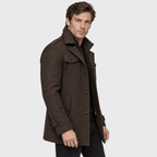 Vanguard – Tailored Dual-Collar Wool Overcoat (Dark Brown) - MattiaCremasco