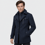 Vanguard – Tailored Dual-Collar Wool Overcoat (Navy Blue) - MattiaCremasco