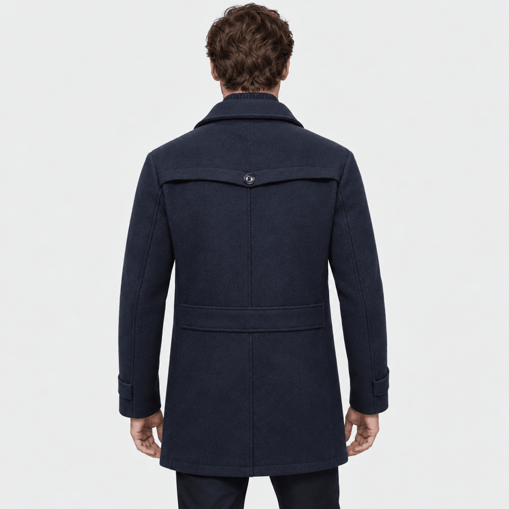 Vanguard – Tailored Dual-Collar Wool Overcoat (Navy Blue) - MattiaCremasco