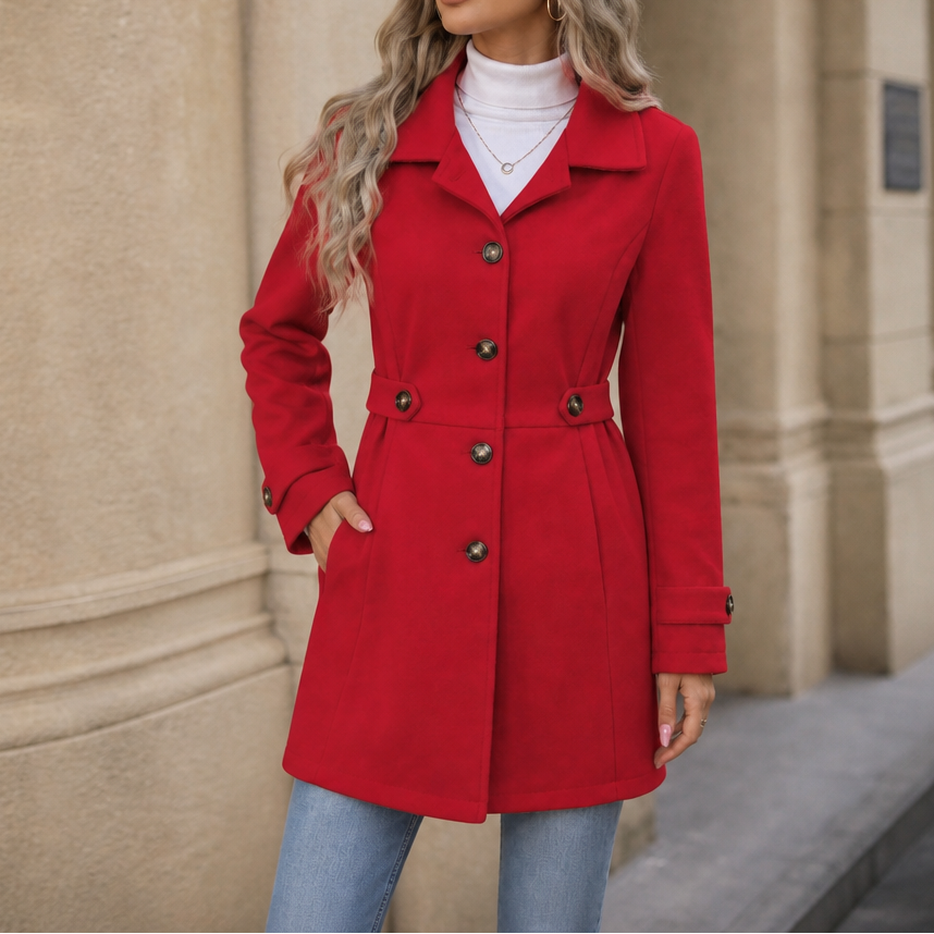 Women's Tailored Trench Coat with Shaped Waist