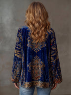 Women's Boho Print Open-Front Kimono Jacket - Mattia Cremasco