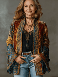 Women's Boho Print Open-Front Kimono Jacket - Mattia Cremasco