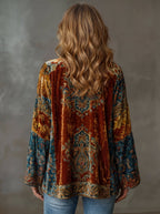 Women's Boho Print Open-Front Kimono Jacket - Mattia Cremasco