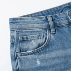 Women's Cropped Straight Leg Jeans with Fringed Hems - Mattia Cremasco