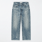 Women's Cropped Straight Leg Jeans with Fringed Hems - Mattia Cremasco