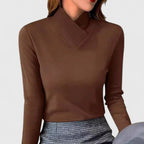 Women's Fitted Turtleneck Top with Sculpted Collar - Mattia Cremasco