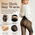 Women's Fleece-Lined Sheer-Effect Winter Tights - Mattia Cremasco