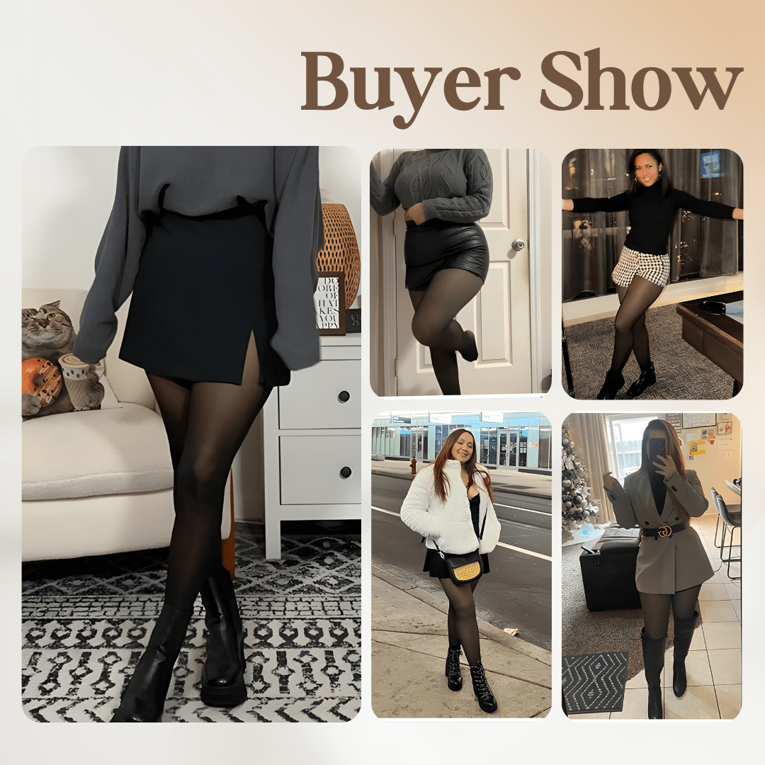Women's Fleece-Lined Sheer-Effect Winter Tights - Mattia Cremasco