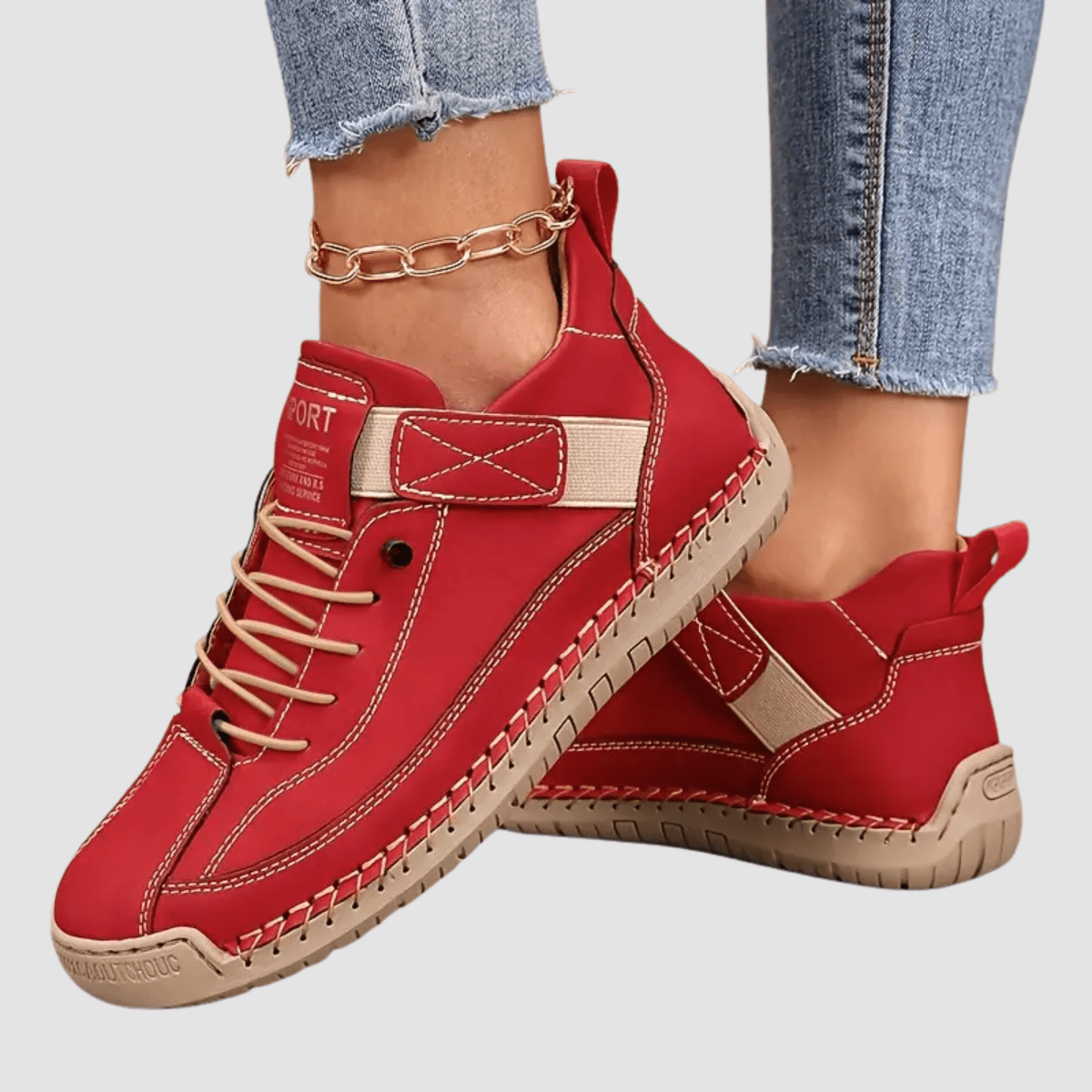 Women's High-Top Lace-Up Sneakers with Ankle Strap - Mattia Cremasco
