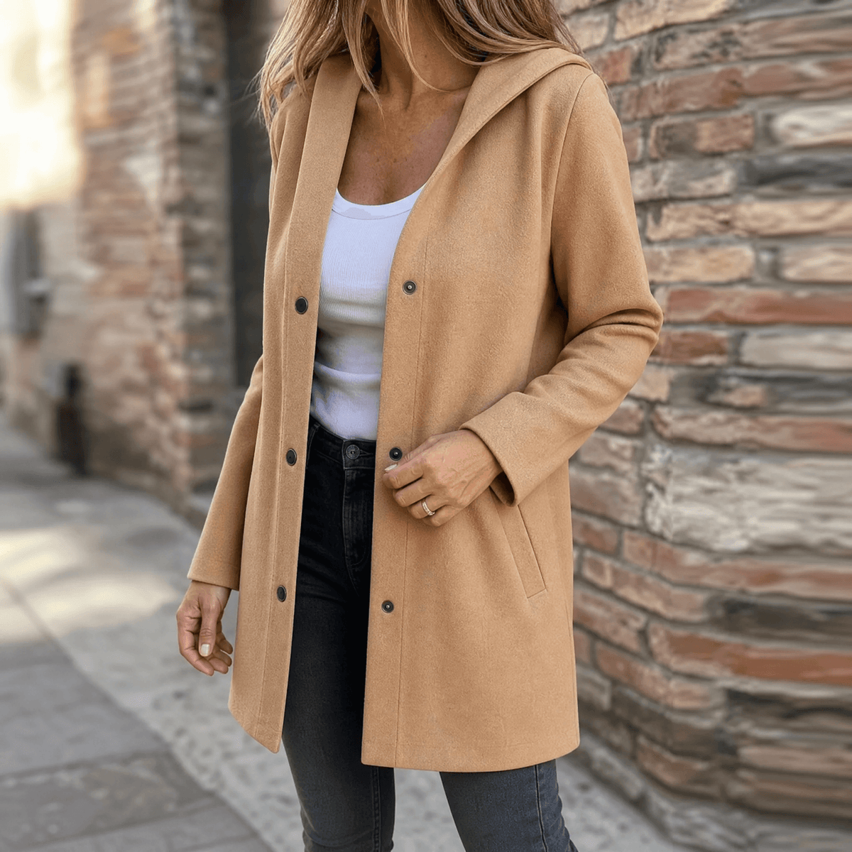 Women's Hooded Button-Front Longline Cardigan - Mattia Cremasco