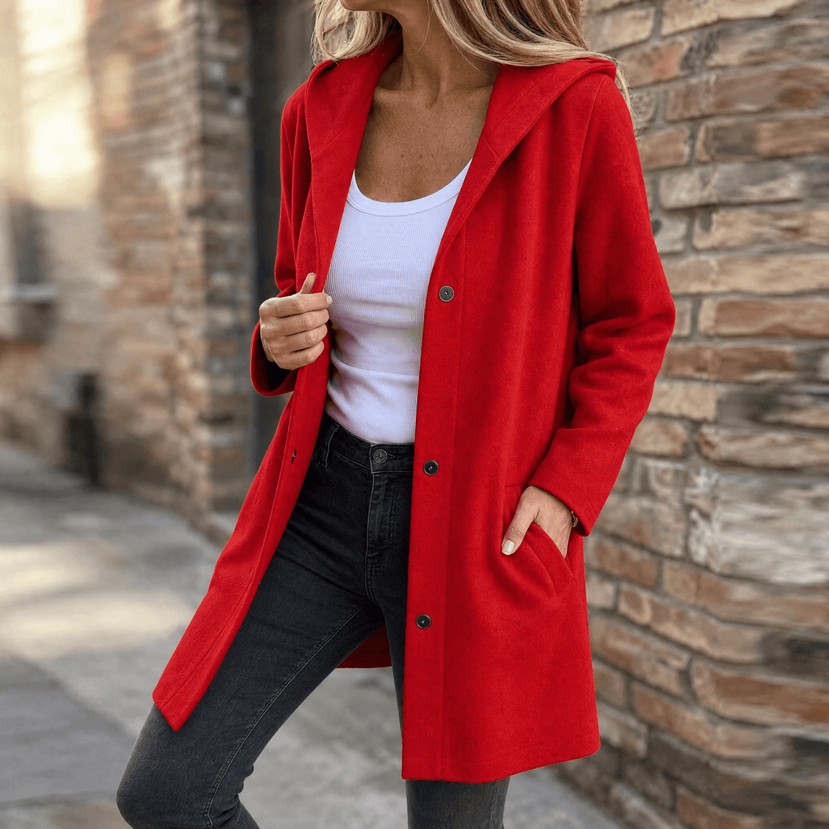 Women's Hooded Button-Front Longline Cardigan - Mattia Cremasco