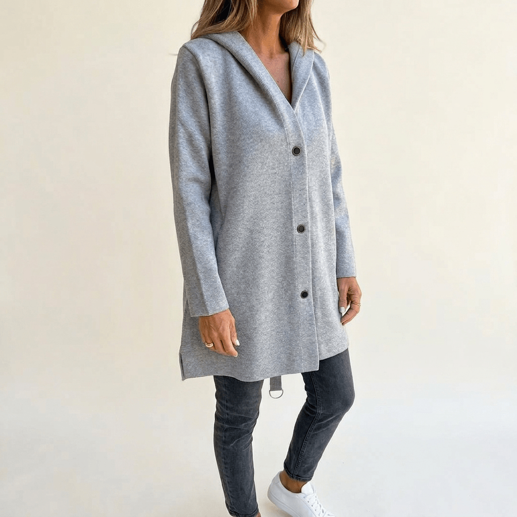 Women's Hooded Button-Front Longline Cardigan - Mattia Cremasco