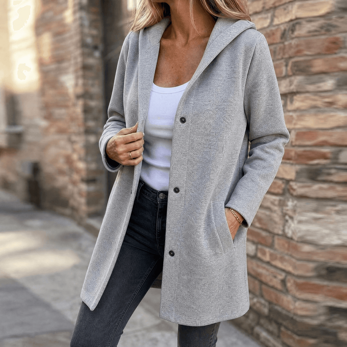 Women's Hooded Button-Front Longline Cardigan - Mattia Cremasco