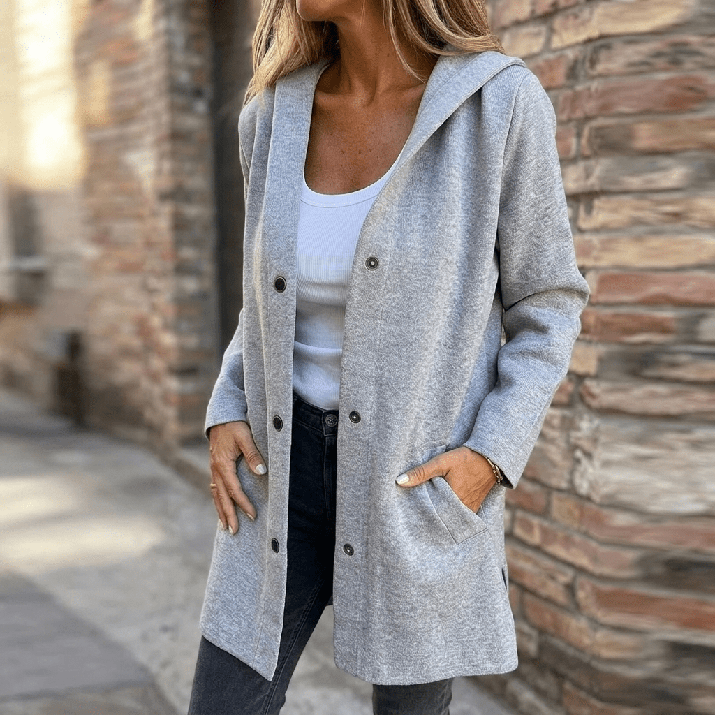 Women's Hooded Button-Front Longline Cardigan - Mattia Cremasco