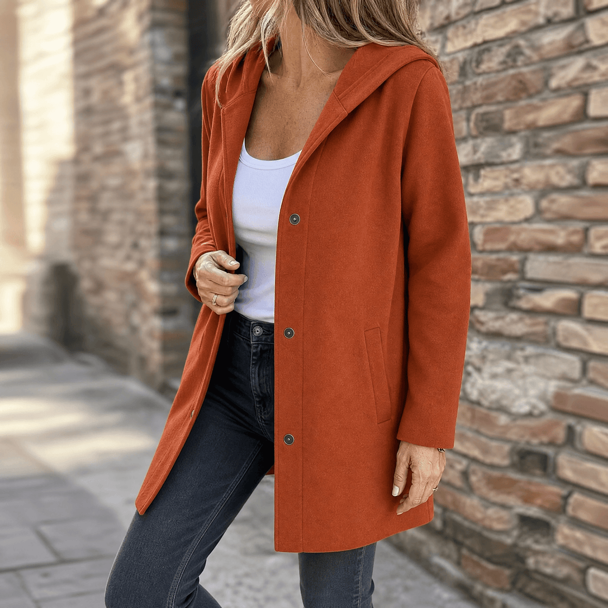 Women's Hooded Button-Front Longline Cardigan - Mattia Cremasco