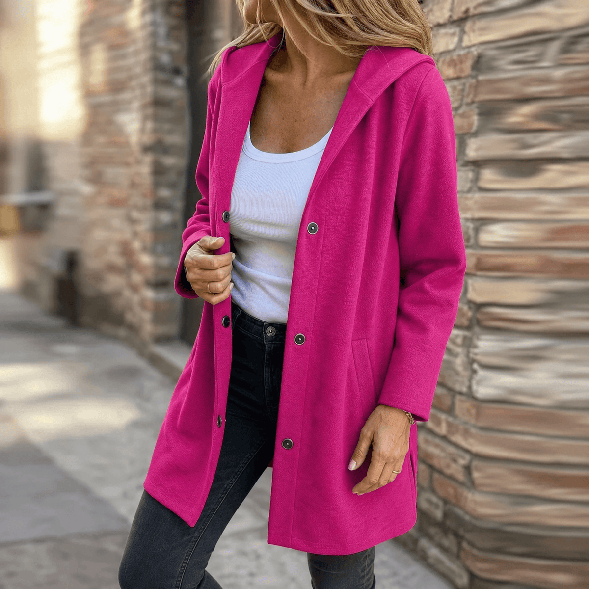 Women's Hooded Button-Front Longline Cardigan - Mattia Cremasco