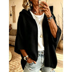 Women's Hooded Open-Front Cardigan with 3/4 Sleeves - Mattia Cremasco