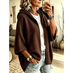 Women's Hooded Open-Front Cardigan with 3/4 Sleeves - Mattia Cremasco