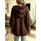 Women's Hooded Open-Front Cardigan with 3/4 Sleeves - Mattia Cremasco