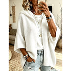 Women's Hooded Open-Front Cardigan with 3/4 Sleeves - Mattia Cremasco