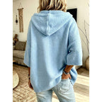 Women's Hooded Open-Front Cardigan with 3/4 Sleeves - Mattia Cremasco