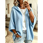 Women's Hooded Open-Front Cardigan with 3/4 Sleeves - Mattia Cremasco