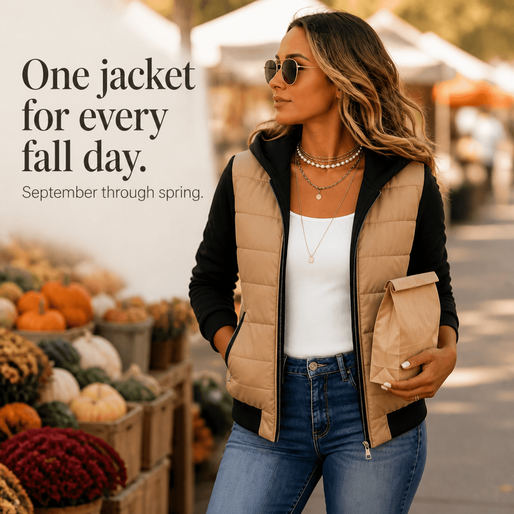 Women's Hooded Quilted Jacket with Knit Sleeves - Mattia Cremasco