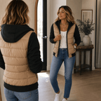 Women's Hooded Quilted Jacket with Knit Sleeves - Mattia Cremasco