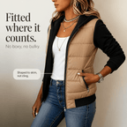 Women's Hooded Quilted Jacket with Knit Sleeves - Mattia Cremasco