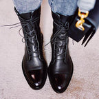Women's Lace-Up Pointed Toe Ankle Boots - Mattia Cremasco