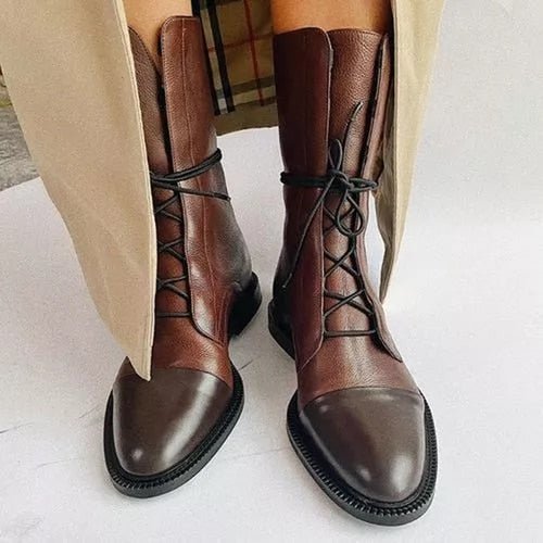 Women's Lace-Up Pointed Toe Ankle Boots - Mattia Cremasco