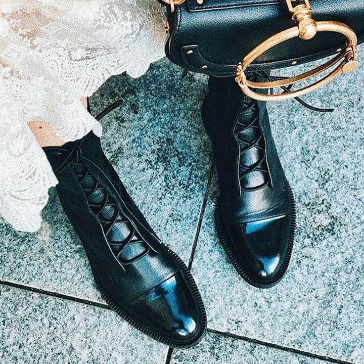 Women's Lace-Up Pointed Toe Ankle Boots - Mattia Cremasco