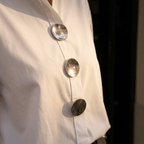 Women's Oversized Button-Front Blouse with Stand Collar - Mattia Cremasco