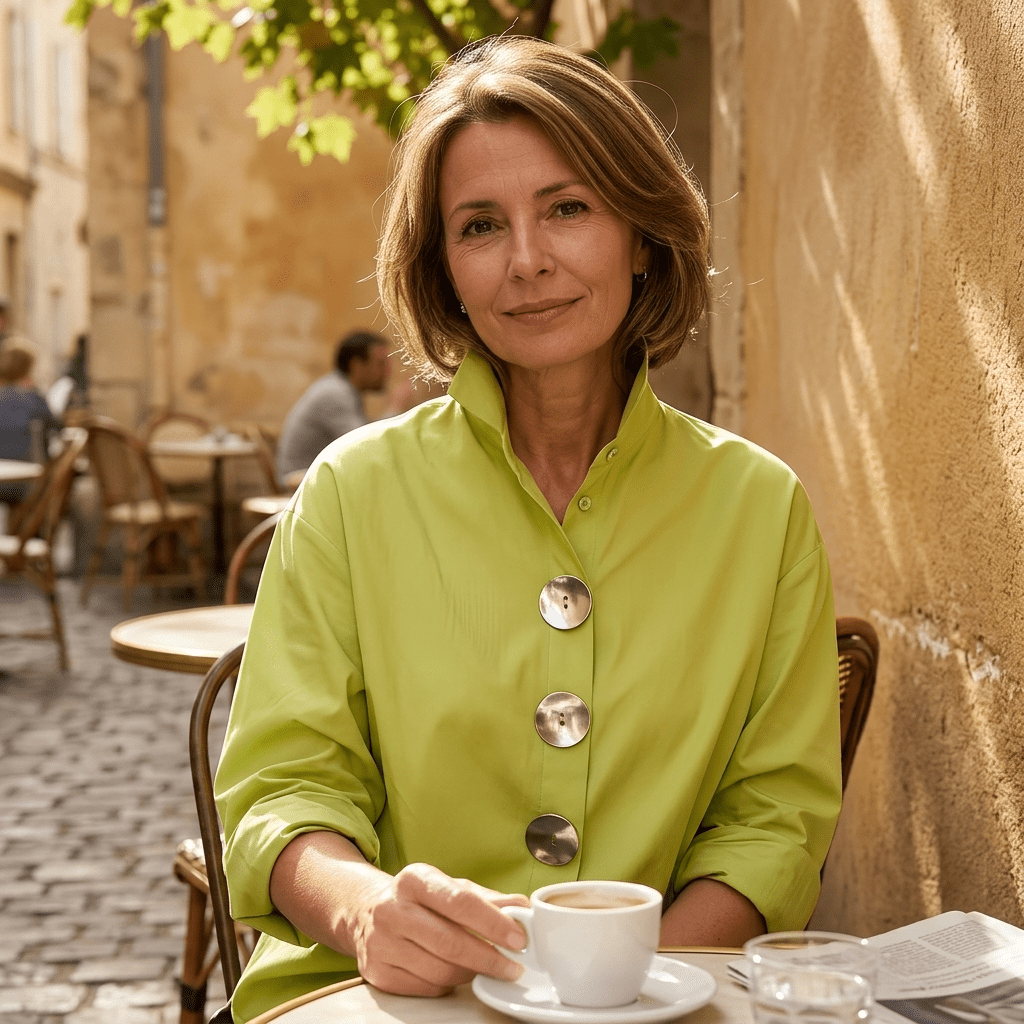 Women's Oversized Button-Front Blouse with Stand Collar - Mattia Cremasco