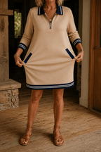 Women's Quarter-Zip Collared Sweatshirt Dress - Mattia Cremasco